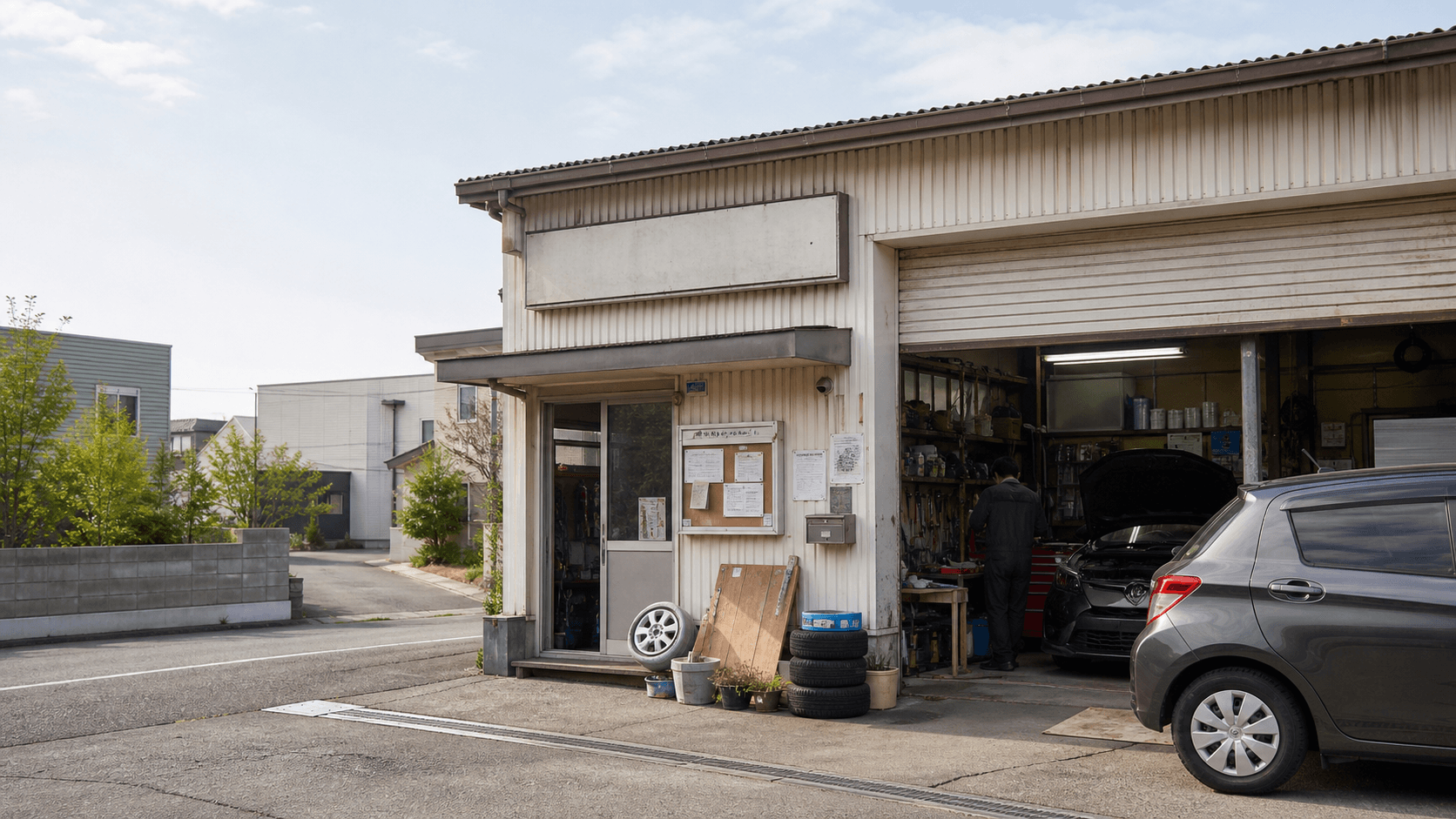 地域の自動車整備工場の外観イメージ